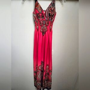 Women's Bobbie & Brooks Ladies Pink Paisley Boho Sundress Maxi Dress